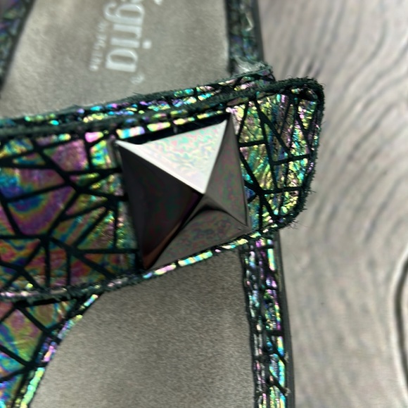 ALEGRIA 🦋 CARINA TECTONIC Multicolor Thong Pewter Pyramid Embellishment Sandals - Picture 16 of 17